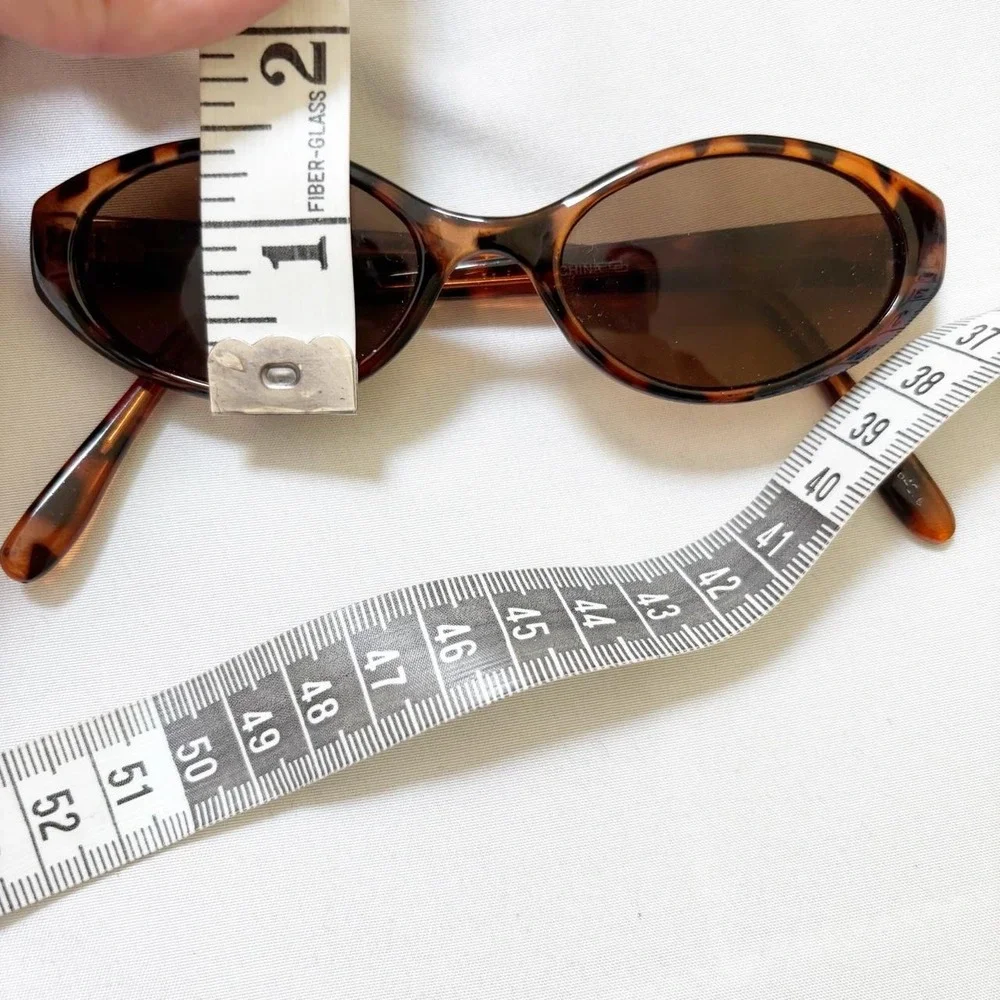 Brown Amber Tortoiseshell Slim Oval Sunglasses Vintage Y2K